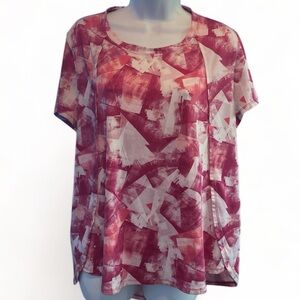 Pink and White Abstract Print T-Shirt